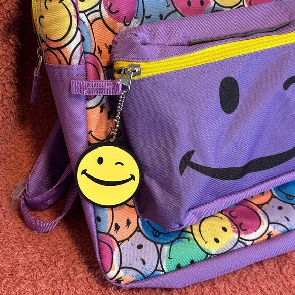 NWT - Colorful Smiley Face Kids Backpack Set - Picture 6 of 16